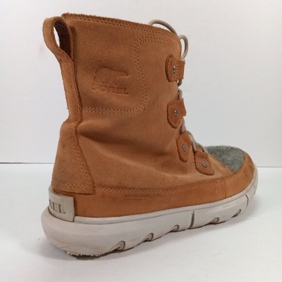 SOREL Explorer II Joan Winter Boots Women 11 Suede Leather Tan Gray Ankle - Picture 2 of 15